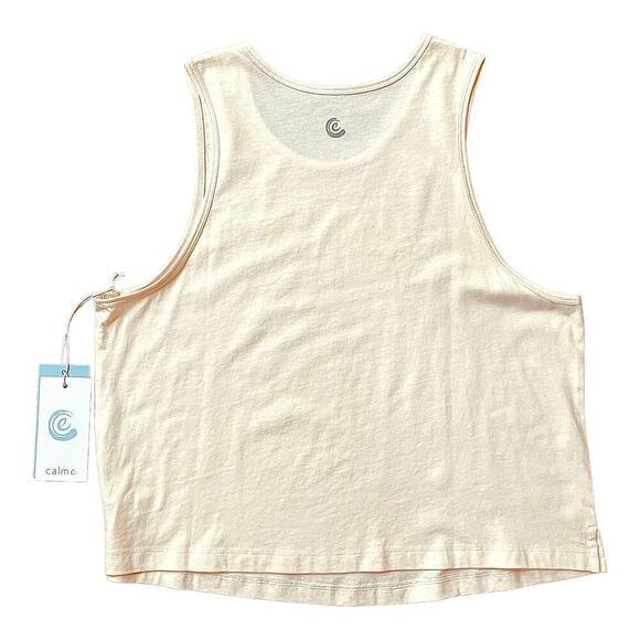 Johnny Was Calme Scoop Neck High-Low Cotton Tank Top Ivory Cream Womens Sz M NWT - Picture 2 of 7